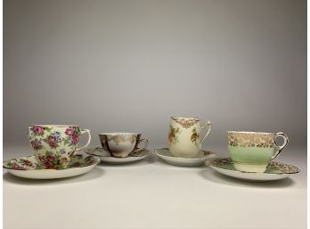 Antique Porcelain Tea Cups & Saucers - Germany, England