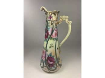 Antique Hand Painted Porcelain Pitcher