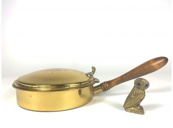 Lion Embossed Brass Bed Warmer & Brass Owl