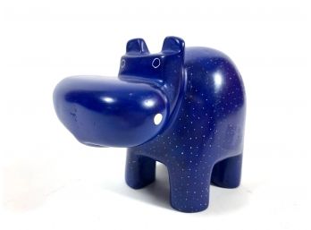 Cobalt Blue Soapstone Hippo Sculpture