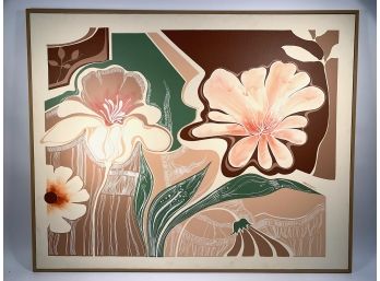 Large Vintage Floral Oil On Canvas - Signed Moran