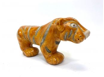 Raku Studio Pottery Tiger Sculpture