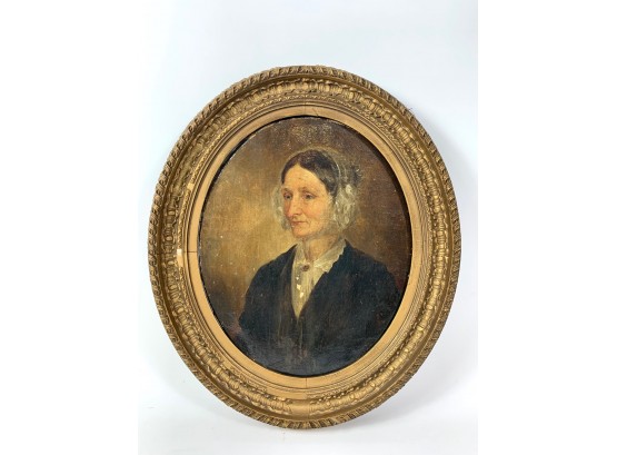 Early Antique Oil On Canvas Portrait - Margaret Bogert Ackerman - 1800s