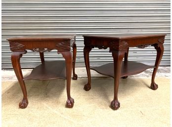 Pair Of Mahogany Carved Side Tables