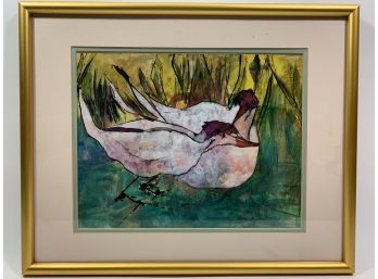 Vintage Abstract Bird Painting - Virginia Friedhofer