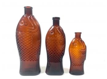 Antique Amber Fish Bottles