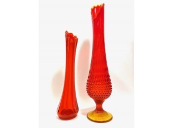 Pair Of MCM Swung Art Glass Vases