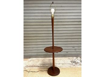 Walnut MCM Laurel Floor Lamp With Built In Cocktail Table