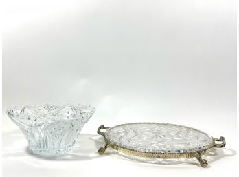 Cut Glass Bowl And Handled Tray