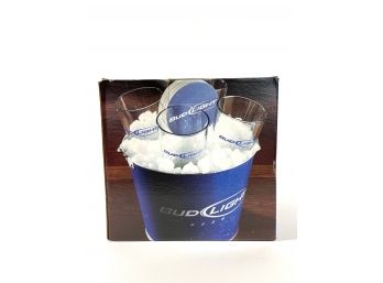 Bud Light Ice Bucket & 4 Beer Glasses