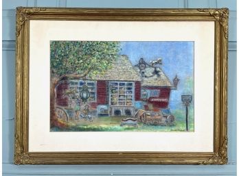 James Edwards Original Antique Store Painting - Pastel