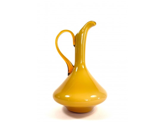 Mid-century Yellow Blown Glass Pitcher