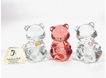 Three Fenton Art Glass Bears