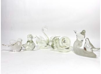 Lot Of Clear Blown Glass Animal Sculptures