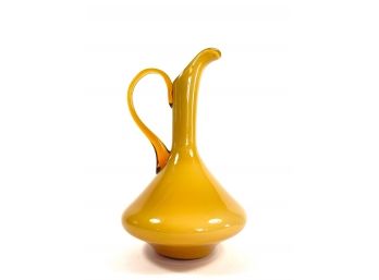 Mid-century Yellow Blown Glass Pitcher