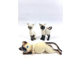 Vintage Ceramic Siamese Cat Sculptures