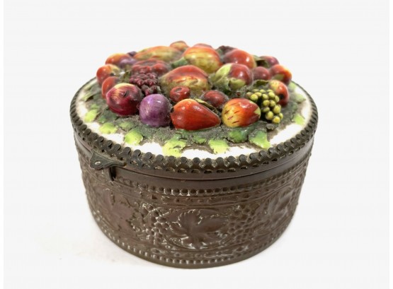 Fine 19th C. German Bronze & Porcelain Trinket Box