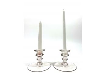 Pair Of Glass Candle Holders