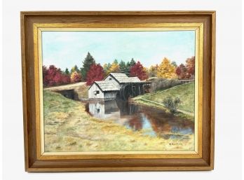 Original Oil On Canvas - Water Mill - Signed Mary Burnham