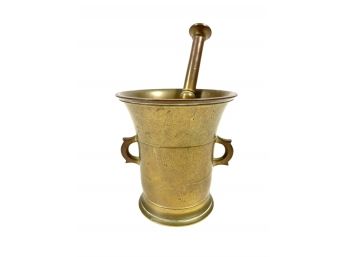 19th C. Pharmacist / Apothecary Solid Brass Mortar & Pestle
