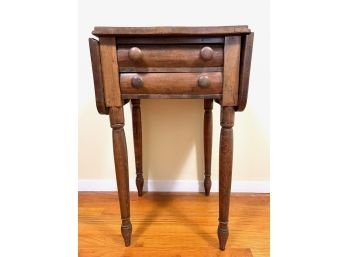 19th C. 2-Drawer Side Table