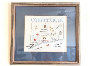 Framed Needlepoint Artwork - Connecticut