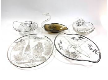 Vintage Silver Overlay Art Glass