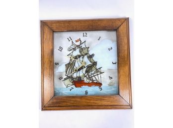 Vintage Stained Glass Ship Clock