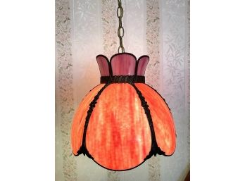 Mid-century Stained Glass Swag Lamp