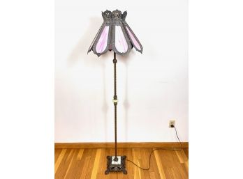 1930s Floor Lamp - Stained Glass Shade