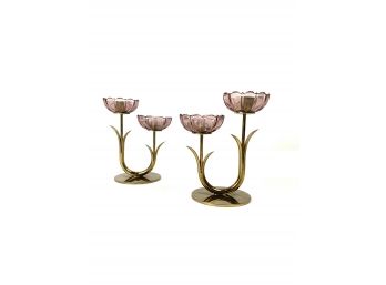 Desirable Pair Of Ystad-Metall Swedish Candle Holders