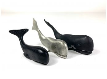 Lot Of 3 Metal Whales