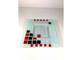 Set Of 8 Abstract Art Glass Plates