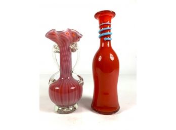 Lot Of 2 Art Glass Vases