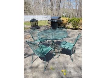 Vintage Wrought Iron Patio Table & 4 Chairs