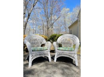 Pair Of Wicker Arm Chairs (A)