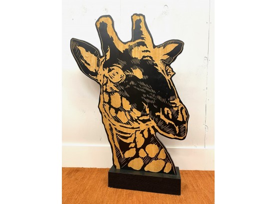 Large Sculpted Wooden Giraffe Head
