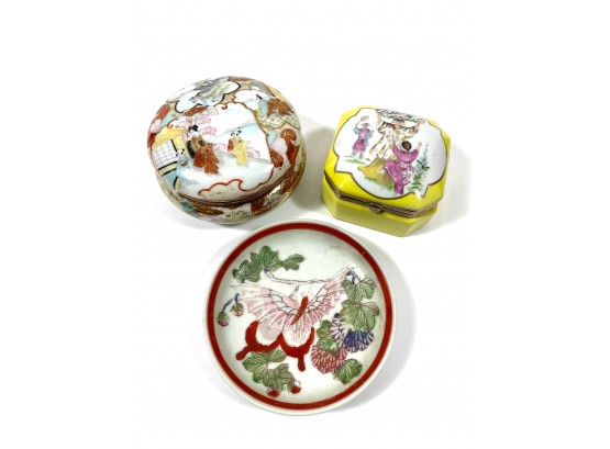 Asian Porcelain Containers & Dish