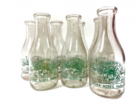 Antique 'stone Acres' Stonington Milk Bottles