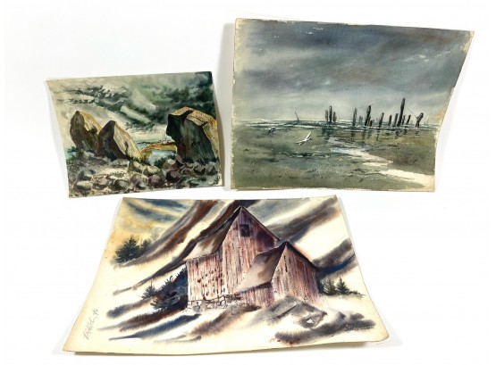 Robert Ellis Original Signed Watercolor Paintings (3)
