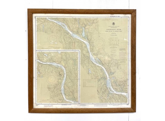 Antique Framed Map Of The Connecticut River