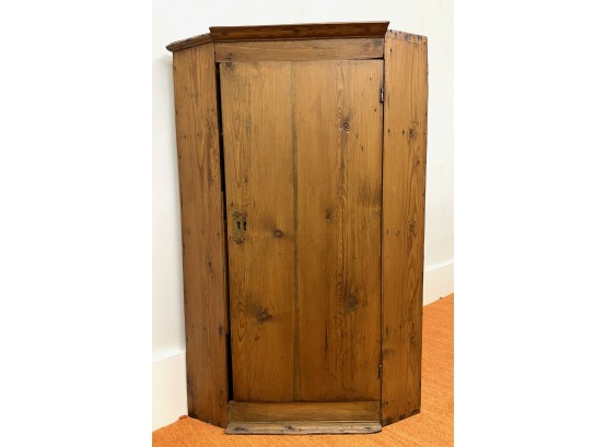 Period Antique Pine Corner Cabinet & Key