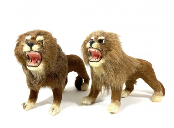 Pair Of Antique Lion Toys