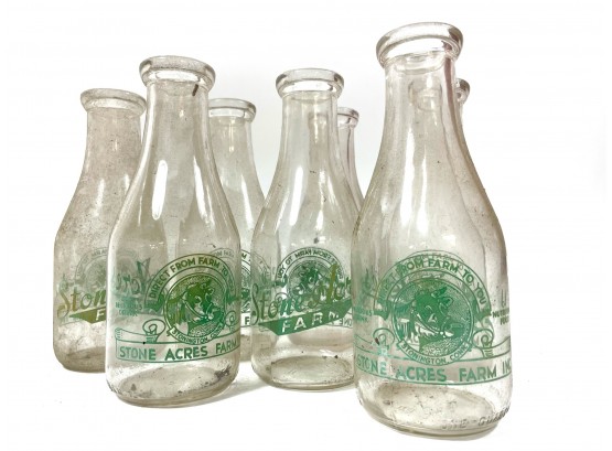 Antique 'Stone Acres' Stonington Milk Bottles