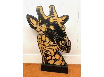 Large Sculpted Wooden Giraffe Head
