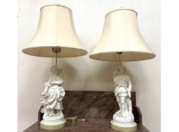 Pair Of French Bisque Lamps