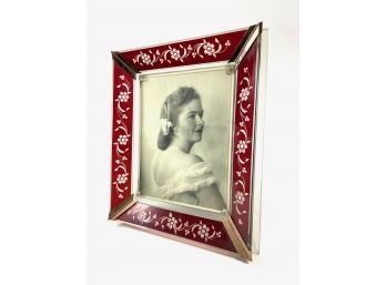 Antique Cut-to-clear Glass Frame & Photograph