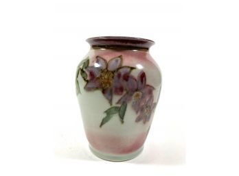 Hand-thrown Floral Pottery Vase - Signed 'thompson'