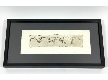 Hand-signed Wooly Mammoth Framed Etching