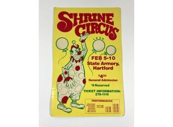 1986 'shrine Circus' Original Poster - State Armory, Hartford, CT